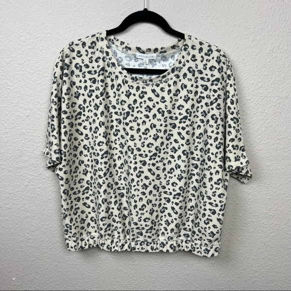 Socialite Leopard Print Cropped Dolman Short Sleeve Top Sz XL - Picture 1 of 5
